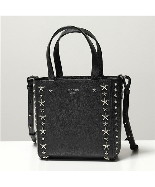 JIMMY CHOO(ジミーチュウ)/【Jimmy Choo(ジミーチュウ)】MINI PEGASI UUF レザー ショルダーバッグ スタースタッズ装飾 ポシェット ハンドバッグ BLACK/SI/BLACK