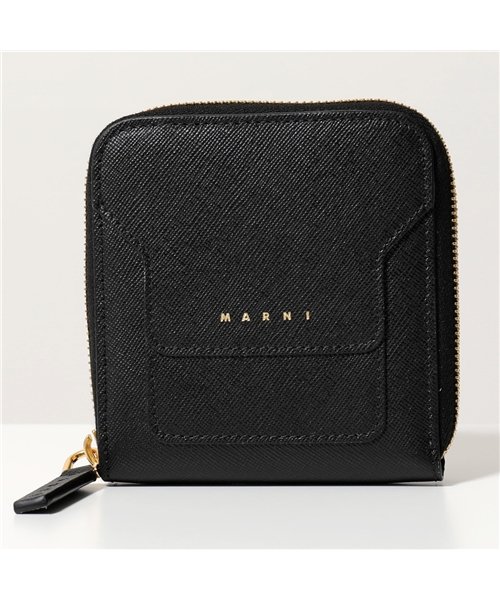 MARNI(マルニ)/【MARNI(マルニ)】PFMOQ09U07 LV520 レザー 二つ折り財布 スモール ミニ財布 豆財布 Z360N レディース/ブラック