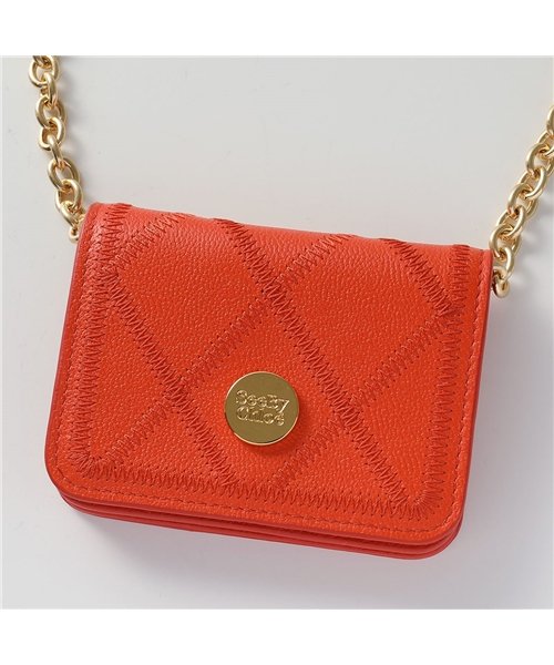 SEE BY CHLOE(シーバイクロエ)/【See By Chloe(シーバイクロエ)】20WP937849 ROBY MINI BAGS  レザー カードケース 定期入れ パスケース チェーンショルダ/orange