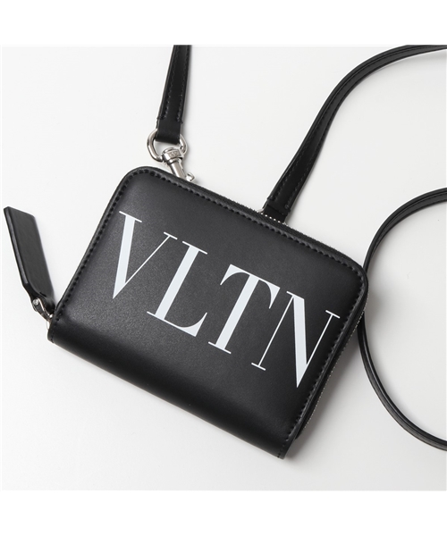 【VALENTINO(ヴァレンティノ)】UY2P0R48LVN VLTN カードケース コインケース レザー パスケース ネックストラップ付き  ミニ財布 フラグ
