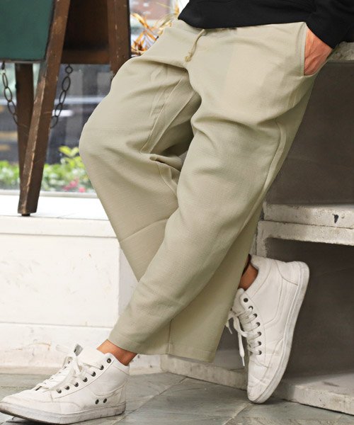 セール フェイクリネンワイドパンツ ワイドパンツ メンズ フェイクリネン アンクル丈 ラグスタイル Luxstyle Magaseek