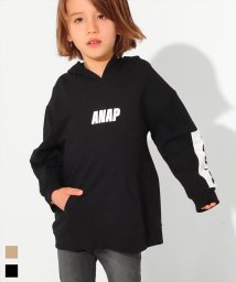 ANAP KIDS(アナップキッズ)/袖切替フードトレーナー/ブラック