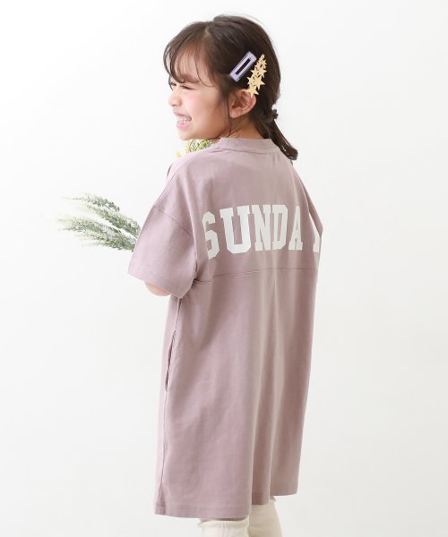 devirock(デビロック)/STANDARD バックロゴプリント 半袖ワンピース 子供服 キッズ 女の子 半袖ワンピース ノースリーブワンピース ワンピース /ラベンダー系1