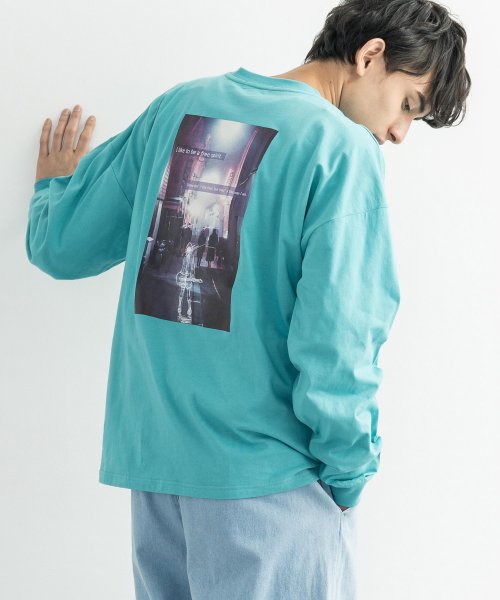 Rocky Monroe(ロッキーモンロー)/ロングTシャツ カットソー メンズ レディース 長袖 カジュアル ストリート オーバーサイズ ビッグシルエット ドロップショルダー クルーネック ユニセックス /グリーン系2