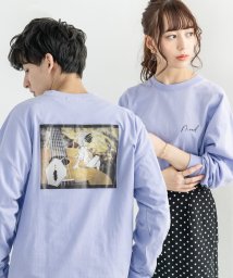 Rocky Monroe(ロッキーモンロー)/ロングTシャツ カットソー メンズ レディース 長袖 カジュアル ストリート オーバーサイズ ビッグシルエット ドロップショルダー クルーネック ユニセックス /パープル