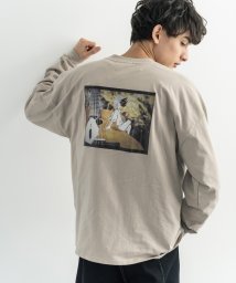 Rocky Monroe(ロッキーモンロー)/ロングTシャツ カットソー メンズ レディース 長袖 カジュアル ストリート オーバーサイズ ビッグシルエット ドロップショルダー クルーネック ユニセックス /グレージュ