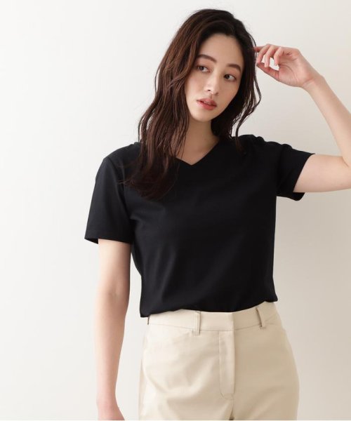 NATURAL BEAUTY BASIC(ナチュラルビューティーベーシック)/オーガニックコットン ベーシックTシャツV/クロ