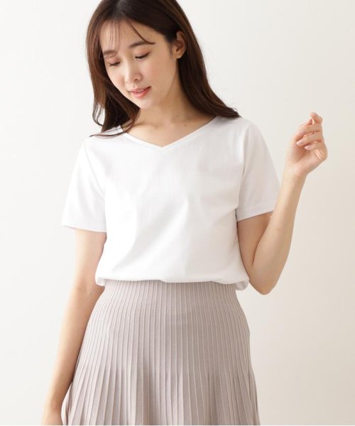 NATURAL BEAUTY BASIC(ナチュラルビューティーベーシック)/オーガニックコットン ベーシックTシャツV/オフ1