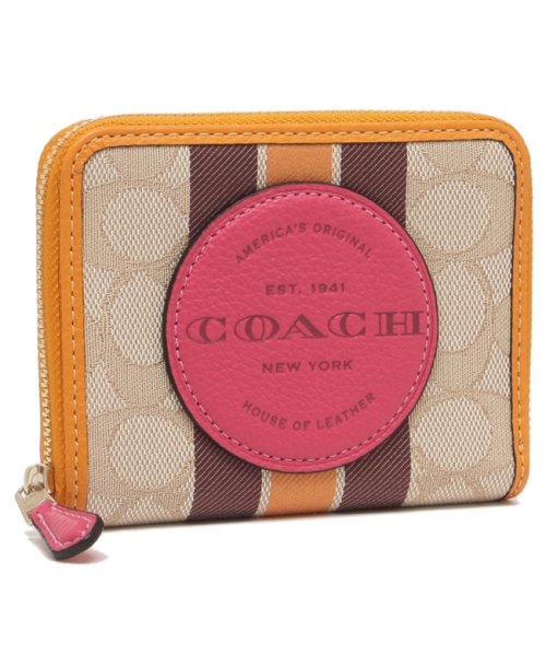コーチ 二つ折り財布 アウトレット シグネチャー ジャガード ミニ財布 カーキ ピンク レディース Coach 2637 Imr1u コーチ Coach Magaseek