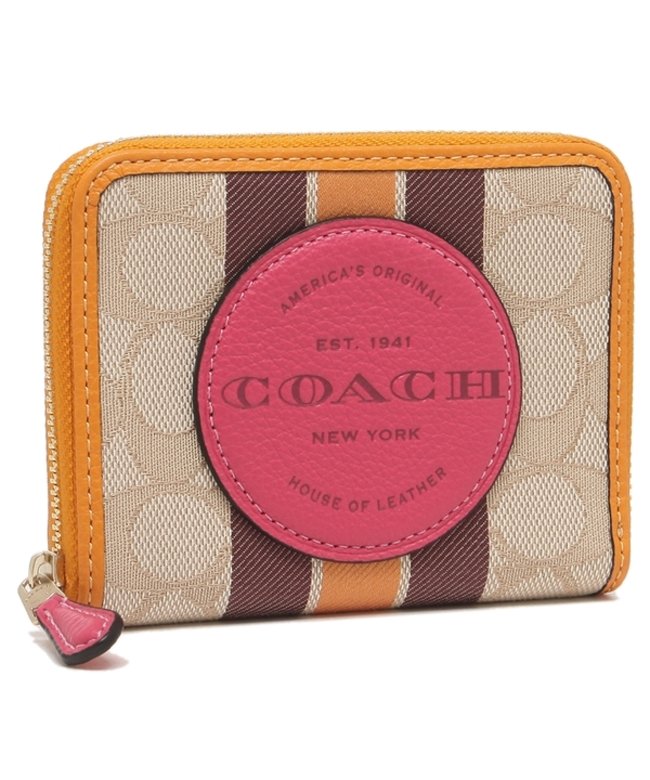 クーポン コーチ 二つ折り財布 アウトレット シグネチャー ジャガード ミニ財布 カーキ ピンク レディース Coach 2637 Imr1u コーチ Coach Magaseek