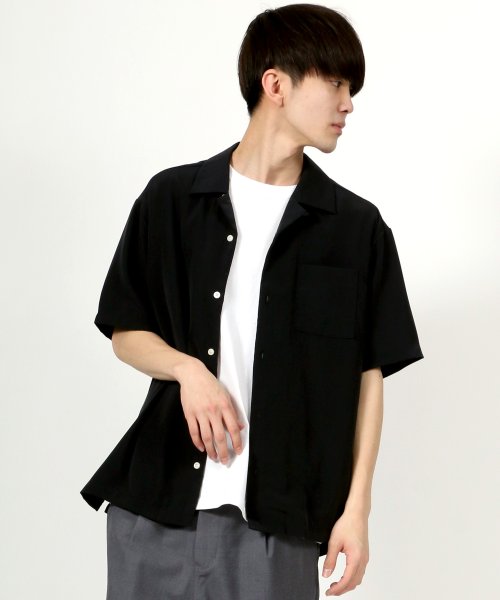 SITRY(SITRY)/【SITRY】ポリトロ オープンカラーシャツ/開襟シャツ/オーバーシャツ/ブラック