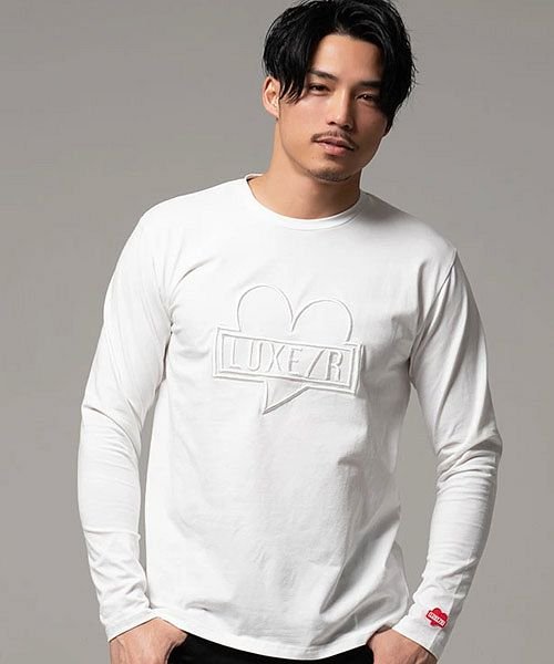 SB Select(エスビーセレクト)/LUXE/R ハートロゴコード刺繍クルーネック長袖Tシャツ/ホワイト