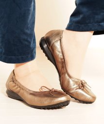 sankyoshokai(サンキョウショウカイ)/リボン付きバレエシューズレディース靴ボロネーゼ製法/ブロンズ