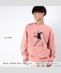 1111clothing(ワンフォークロージング)/バンクシー ファッション トレーナー メンズ トレーナー レディース Banksy 正規ライセンス スウェット スエット トップス 長袖 韓国 ファッション 春/ピンク