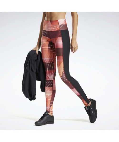 Reebok(リーボック)/キレイ フィット オールオーバー プリント タイツ / Kirei Fit Allover Print Tights/レッド