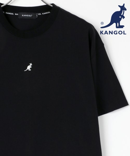 LAZAR(ラザル)/【Lazar】KANGOL/カンゴール オーバーサイズ ロゴ 刺繍 バックプリント Tシャツ/ブラック