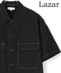 LAZAR(ラザル)/【Lazar】T/Cブロード ビッグシルエット ステッチ CPOシャツ/ブラック