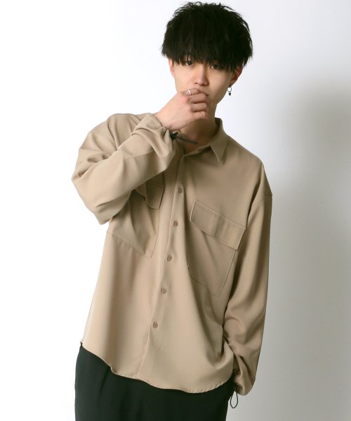 SITRY(SITRY)/【SITRY】オーバーサイズ 袖コード付き CPOシャツジャケット/ベージュ