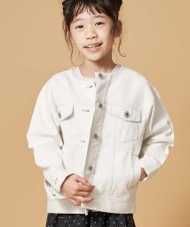 a.v.v(KID'S)(アー・ヴェ・ヴェキッズ)/[100－130]ノーカラーデニムジャケット[WEB限定サイズ]/ホワイト