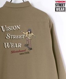 LAZAR(ラザル)/【Lazar】VISION STREET WEAR/ヴィジョンストリートウエア Skateboard Shoes バックプリント刺繍 オーバーサイズシャツ/シャ/ベージュ