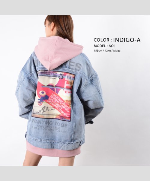 1111clothing(ワンフォークロージング)/ビッグシルエット デニムジャケット メンズ デニムジャケット レディース ビッグ gジャン ゆったり ジージャン 大きめ オーバーサイズ デニム ジャケット ビ/インディゴ