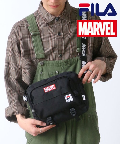 SITRY(SITRY)/【SITRY】【FILA×MARVEL】 ボックスロゴジャガードテープミニショルダーバッグ/ブラック