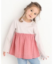 Noeil aime BeBe(ノイユ　エーム　べべ)/レース ドッキング ロング Tシャツ (80~130cm)/ピンク系