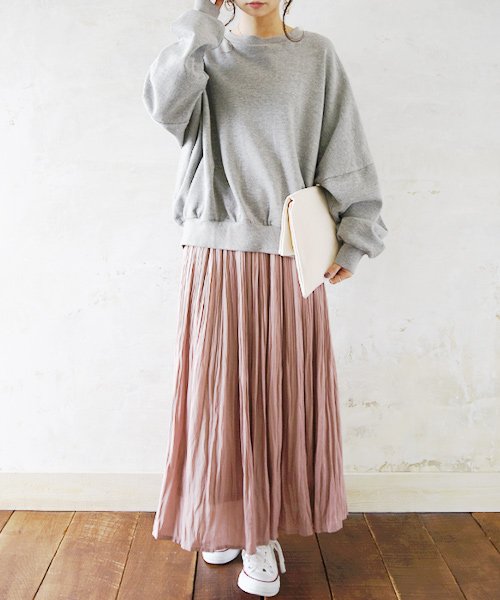 ヴィンテージサテン消しプリーツスカート M L レディース 春夏秋冬 ボトムス スカート アイボリー スモーキー ピンク オリーブ グレージュ チャコール ブ アンドイット And It Magaseek