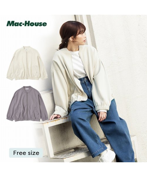 MAC HOUSE(women)(マックハウス（レディース）)/NAVY ネイビー ハンサムスウェット ブルゾン 133－3416/アイボリー