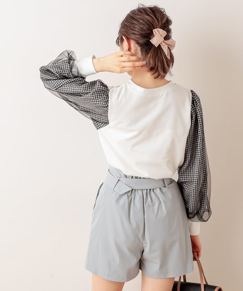 セール 60 Off 袖チュールギンガムチェックプルオーバー ナイスクラップ アウトレット Nice Claup Outlet Magaseek
