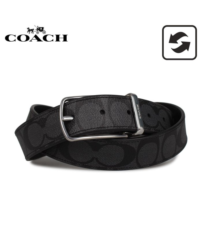 クーポン開催中 コーチ Coach ベルト レザーベルト メンズ シグネチャー リバーシブル チャコール 321 Svaf4 コーチ Coach Magaseek