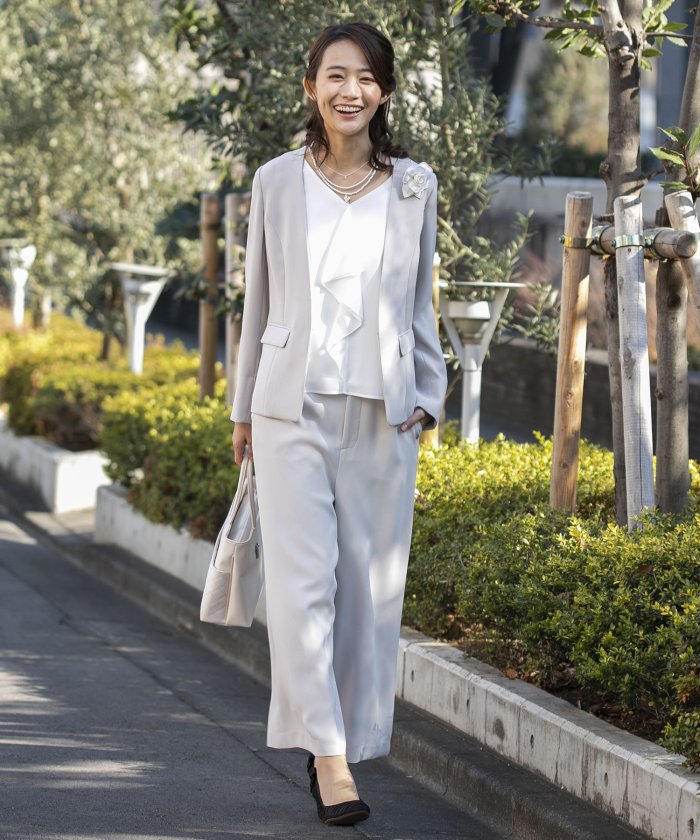 ノーカラージャケット ワイドパンツ 2点セットアップ 卒業式 入学式 七五三 オフィス対応 フォルムフォルマ Form Forma Magaseek