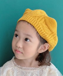 shoppinggo(ショッピングゴー)/ベレー帽 キッズ ニットベレー帽 子供用帽子 男の子 女の子 シンプル かわいい おしゃれ ナチュラル 秋冬　猫耳/イエロー