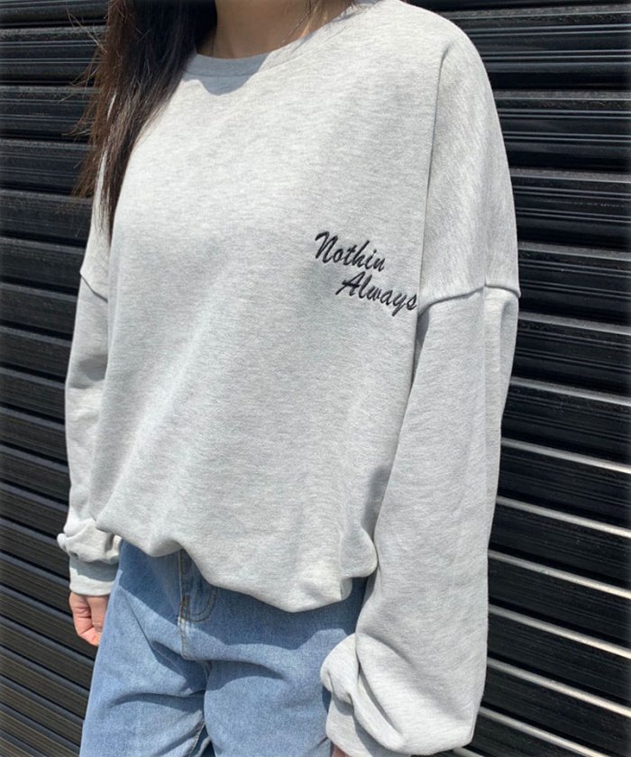 セール 刺繍入りプルオーバー トレーナー スウェット カットソー トップス 韓国 ロングtシャツ ショッピングゴー Shoppinggo Magaseek