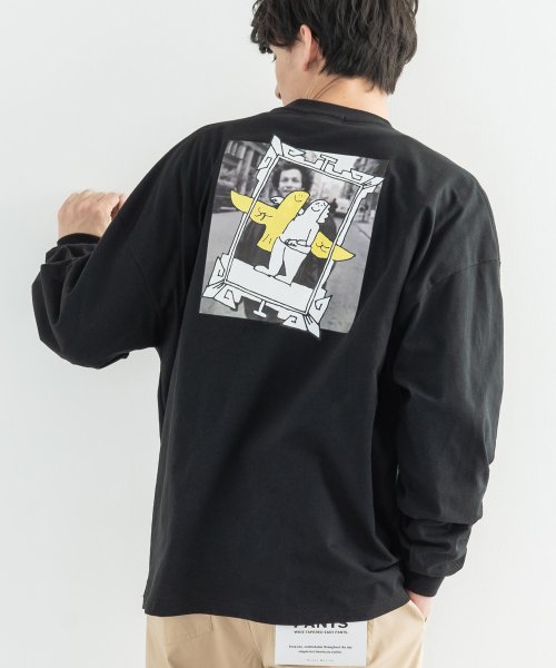 Rocky Monroe(ロッキーモンロー)/MARK GONZALES マークゴンザレス ロンT カットソー Tシャツ 長袖 メンズ レディース オーバーサイズ ビッグシルエット ドロップショルダー バル/ブラック