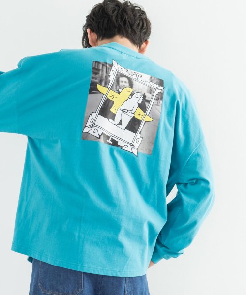 Rocky Monroe(ロッキーモンロー)/MARK GONZALES マークゴンザレス ロンT カットソー Tシャツ 長袖 メンズ レディース オーバーサイズ ビッグシルエット ドロップショルダー バル/グリーン