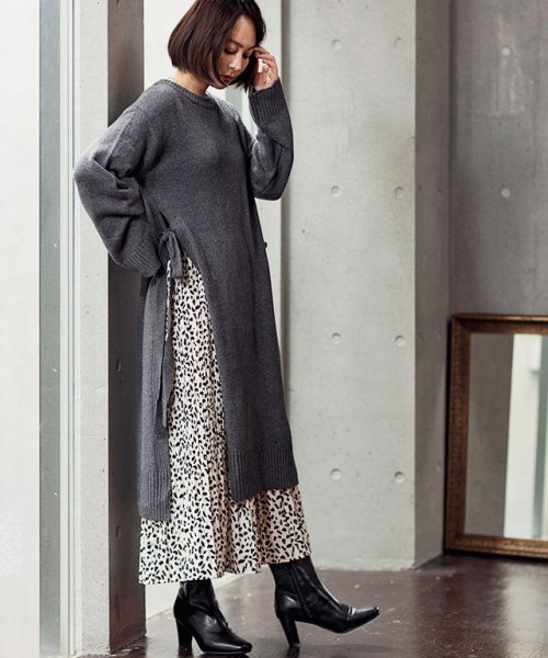 ワンピース サイドスリットニットワンピース 1040 グローウィングリッチ Growingrich Magaseek