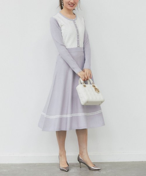 セール パール付きレース装飾配色ニットワンピース トッコクローゼットリュクス Tocco Closet Luxe Magaseek