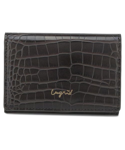 Ungrid(アングリッド)/アングリッド Ungrid カードケース 名刺入れ 定期入れ レディース SMALL CROCO CARD CASE ブラック グレー ベージュ カーキ ブラウ/ブラック