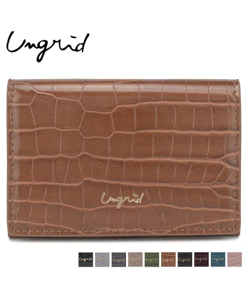 Ungrid(アングリッド)/アングリッド Ungrid カードケース 名刺入れ 定期入れ レディース SMALL CROCO CARD CASE ブラック グレー ベージュ カーキ ブラウ/キャメル