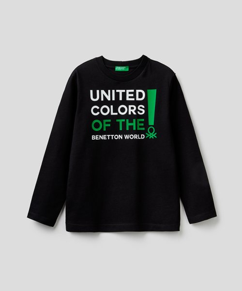 BENETTON (UNITED COLORS OF BENETTON BOYS)(ユナイテッド　カラーズ　オブ　ベネトン　ボーイズ)/ベーシックロゴ長袖Tシャツ・カットソー/ブラック