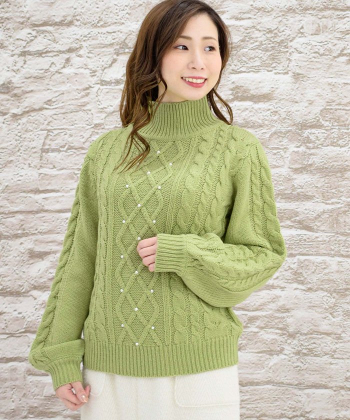 セール ハイネックケーブルパール付きニット エイミーパール バイ パウダーシュガー Eimy Peal By Powder Sugar Magaseek