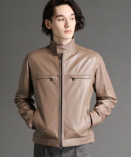 【ex/tra】スタンドカラーレザーブルゾン 