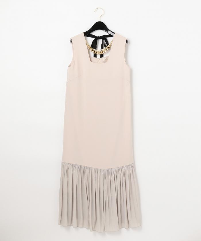 GRACECONTINENTAL ネックレス付ティアードドレス ベージュ 36 GRACECONTINENTAL ネックレス付ティアードドレス ベージュ 36