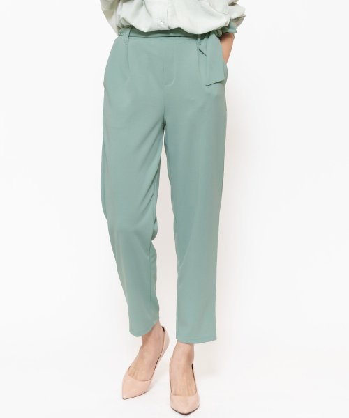 セール レディース ボトムス ペアスキン素材 リボン付きパンツ テーパードパンツ ミリアンデニ Mili An Deni Magaseek