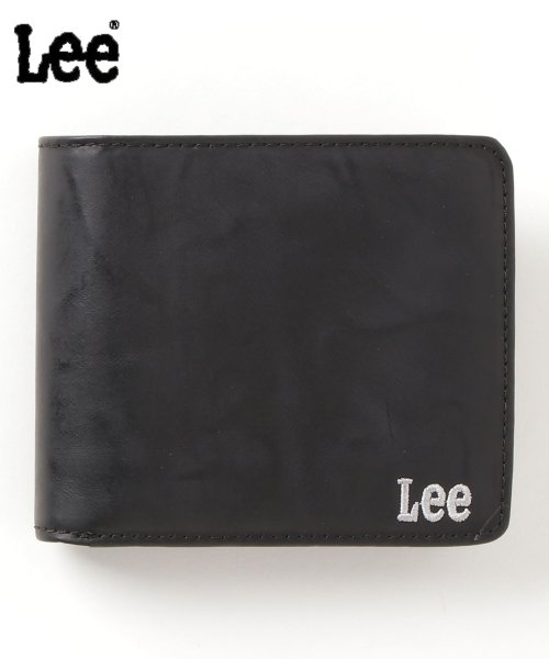 LAZAR(ラザル)/【Lazar】Lee/リー ロゴ刺繍レザー二つ折り財布/ブラック