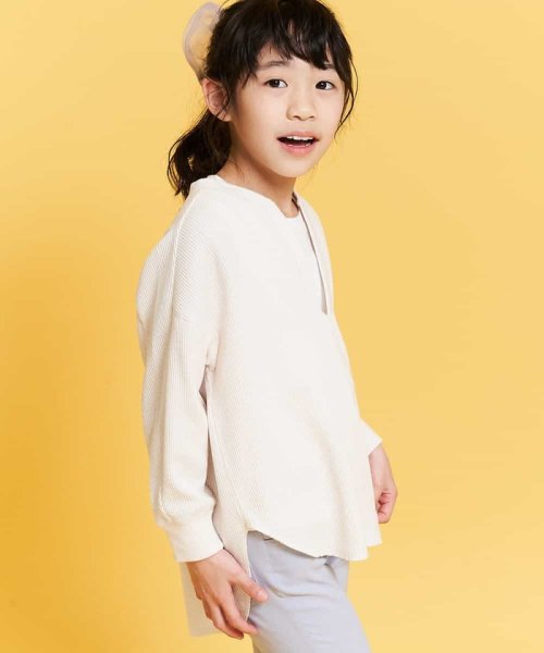 a.v.v(KID'S)(アー・ヴェ・ヴェキッズ)/[120－130]Ｖネックワッフルタンクセット[WEB限定サイズ]/アイボリー