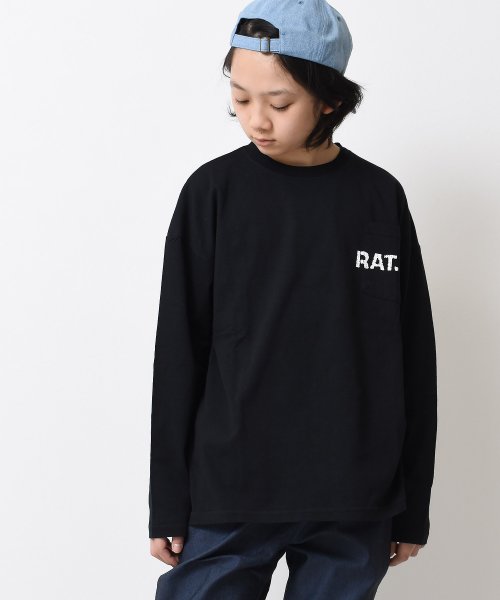 RAT EFFECT(ラット エフェクト)/ポケット付ロングTシャツ/ブラック