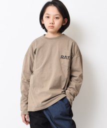 RAT EFFECT(ラット エフェクト)/ポケット付ロングTシャツ/ベージュ