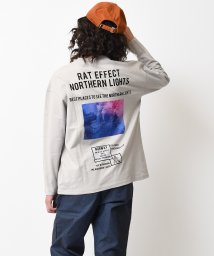 RAT EFFECT(ラット エフェクト)/フォトプリントロングTシャツ/ライトグレー